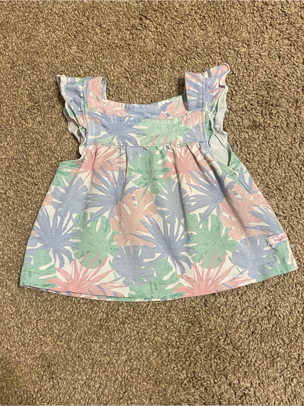 Ruffle Butts Pastel Floral Ruffle Strap Tank - Pink, Blue, Green